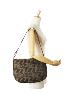 Pre-loved Fendi FF Zucca Canvas Shoulder Bag, Brown - view 2, Brown