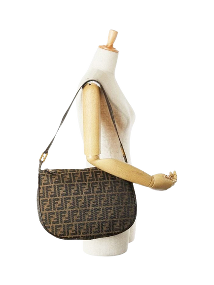 Pre-loved Fendi FF Zucca Canvas Shoulder Bag, Brown - view 2, Brown