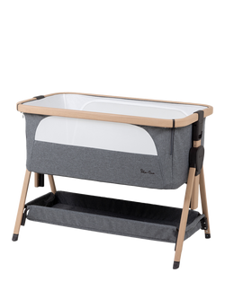 Silver Cross Lunar Bedside Crib, Whisper Grey, Whisper Grey