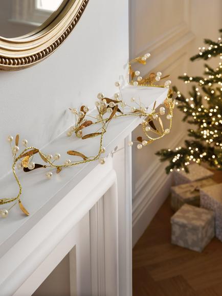 John Lewis Mistletoe Garland, Gold, L180cm - view 2, White