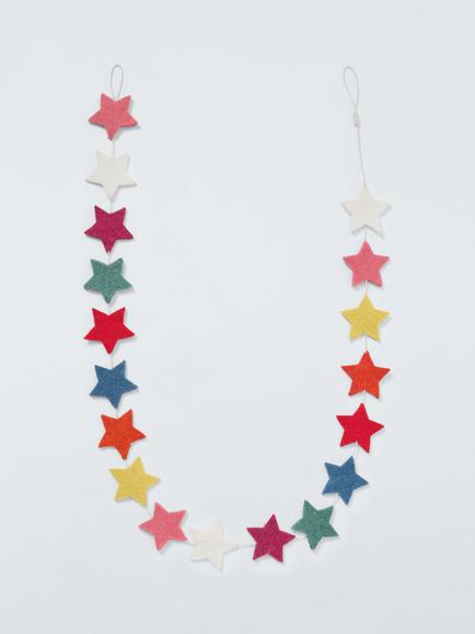 John Lewis Felt Star Garland, L180cm, Orange