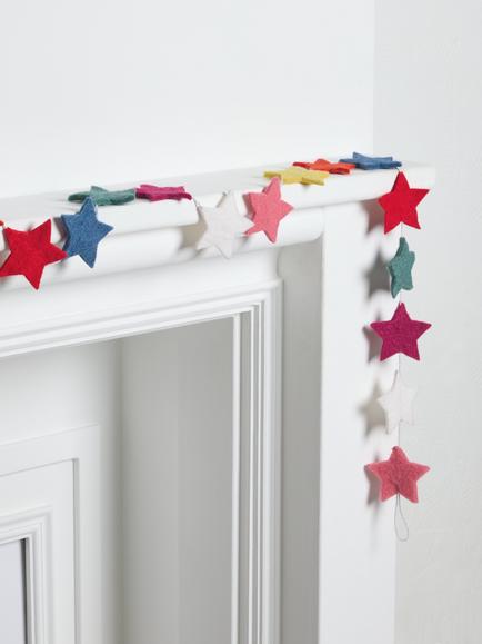 John Lewis Felt Star Garland, L180cm - view 2, Orange