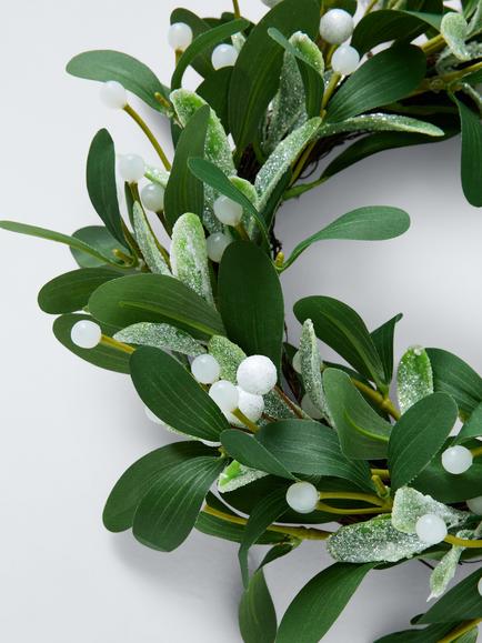 John Lewis Small Mistletoe Wreath, Dia.30cm - view 2, Green