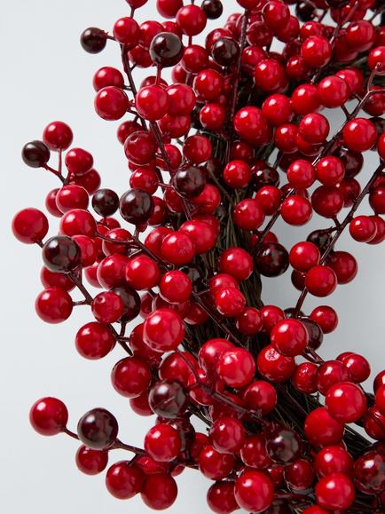 John Lewis Red Berry Wreath, Dia.45cm - view 2, Red
