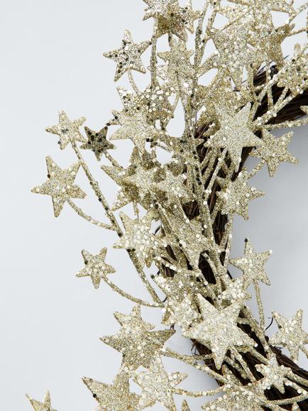 John Lewis Shooting Star Wreath, Dia.51cm - view 2, Gold