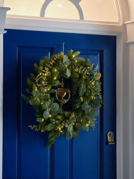John Lewis Eucalyptus LED Wreath, Dia.55cm, Green - view 2, Green