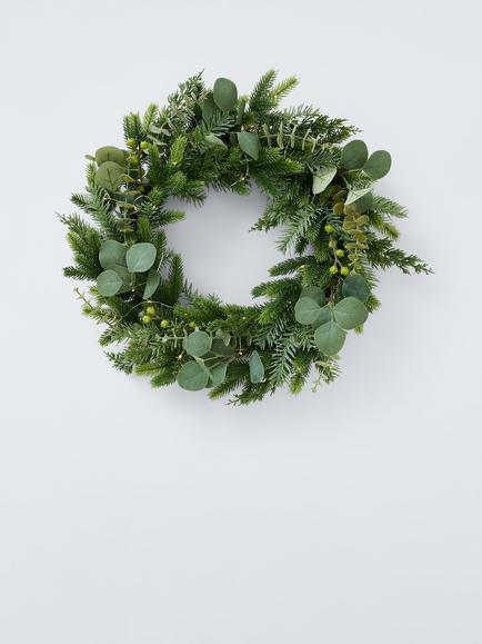 John Lewis Eucalyptus LED Wreath, Dia.55cm, Green - view 2, Green