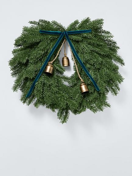 John Lewis Pine Bell Wreath, Dia.55cm, Red