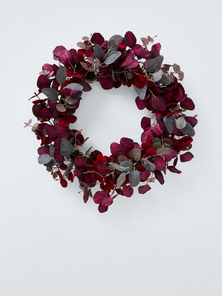 John Lewis Eucalyptus LED Wreath, Dia.55cm, Red