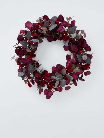 John Lewis Eucalyptus LED Wreath, Dia.55cm - view 2, Red