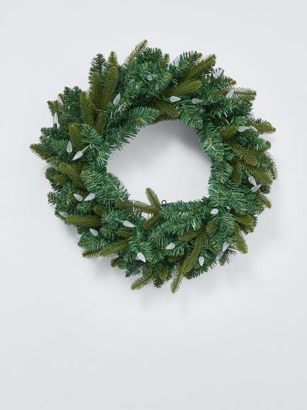 John Lewis 50 LED Plain Wreath, Dia.60cm, Silver
