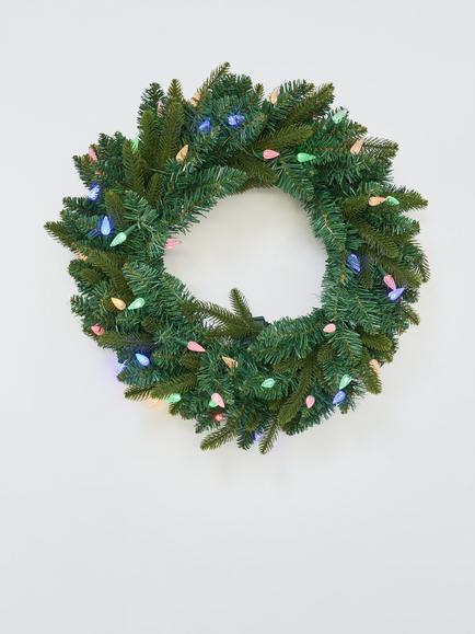 John Lewis 50 LED Plain Wreath, Dia.60cm - view 2, Silver