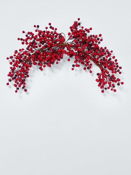 John Lewis Red Berry Swag, L76cm, Green