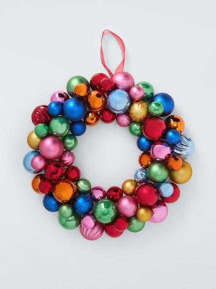 John Lewis Bauble Wreath, Multi, Dia.40cm, Green