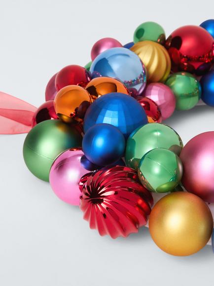 John Lewis Bauble Wreath, Multi, Dia.40cm - view 2, Green