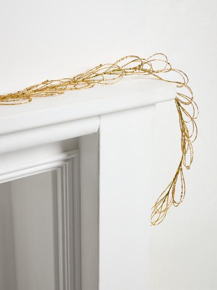 John Lewis Beaded Christmas Garland, Gold, 180cm - view 2, Gold