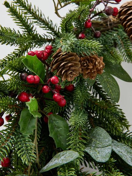 John Lewis Berries and Pine Cones Wreath, Dia.60cm - view 2, Green