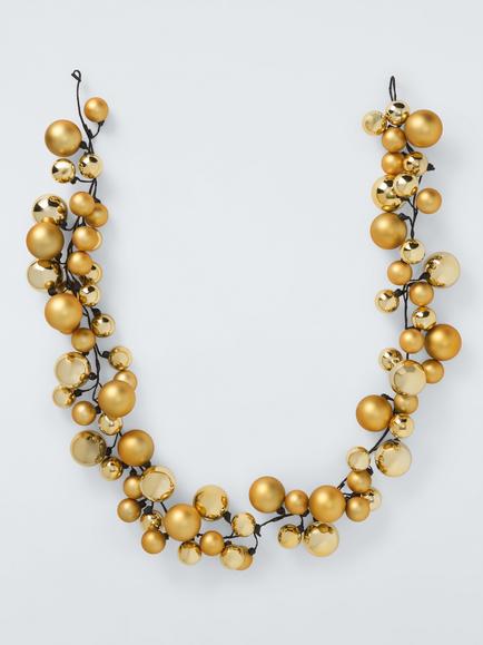 John Lewis Bauble Garland, Gold, L180cm, Red