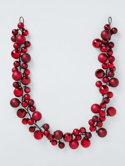 John Lewis Bauble Garland, Red, L180cm, Red