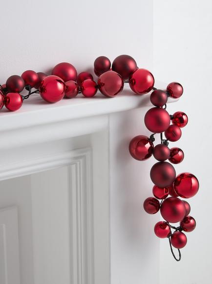 John Lewis Bauble Garland, Red, L180cm - view 2, Red