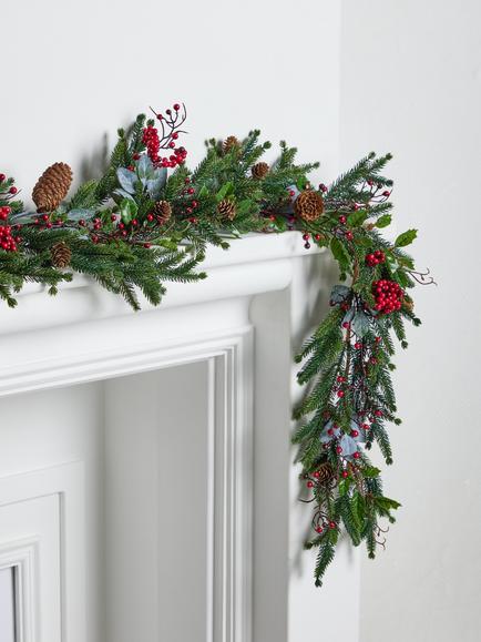 John Lewis Berries and Pine Cones Garland, L180cm - view 2, Green