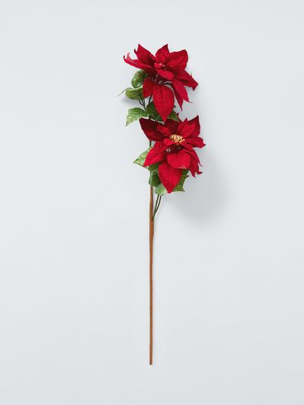 John Lewis Double Poinsettia Stem, Red, Red