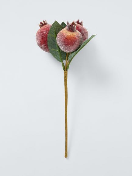 John Lewis Frosted Pomegranates Stem, Red, Red