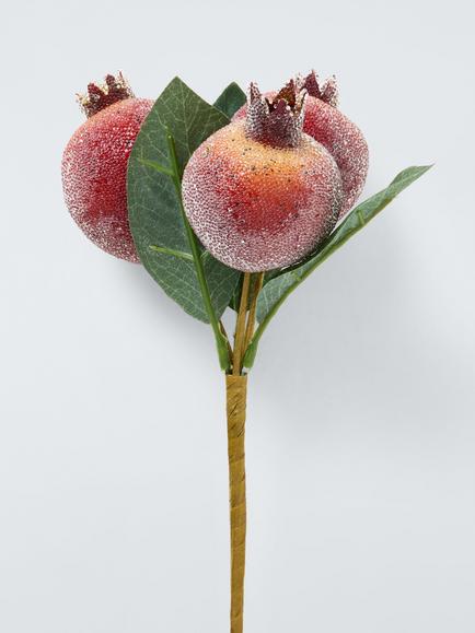 John Lewis Frosted Pomegranates Stem, Red - view 2, Red