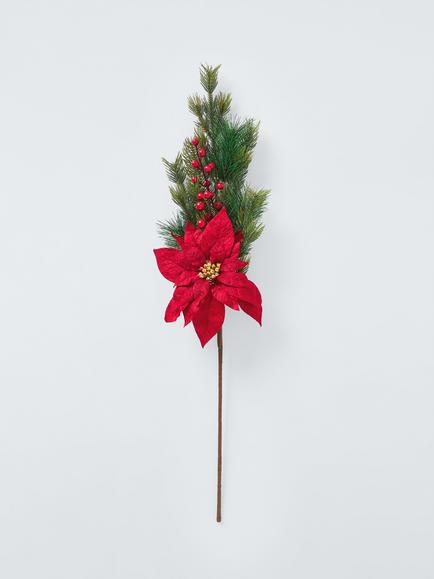 John Lewis Poinsettia Spray Pick, Red, Green