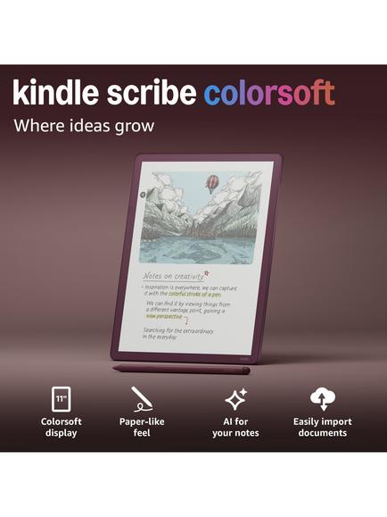 Amazon Kindle Scribe Colorsoft (2025) eReader with Premium Pen, 11” Colour Illuminated Touch Screen, 64GB, Fig - view 2, Fig