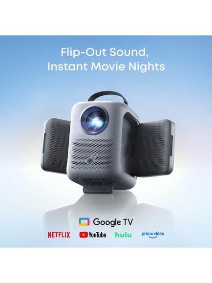 Nebula P1i Full HD Bluetooth Smart Portable Projector with Flippable Speakers & Google TV, 380 Lumens, Black, Bundle with Stand & 100” Projector Screen - view 2, Black