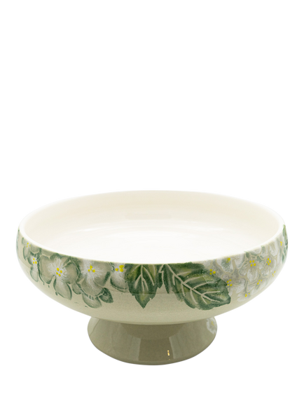 BlissHome Hydrangea Earthenware Footed Bowl, 32.5cm, Multi