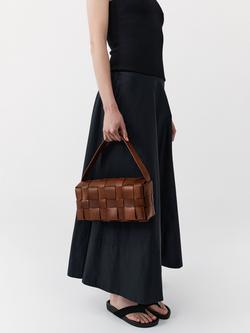 St. Agni Woven Envelope Slim Leather Tote Bag, Chestnut - view 2, Chestnut