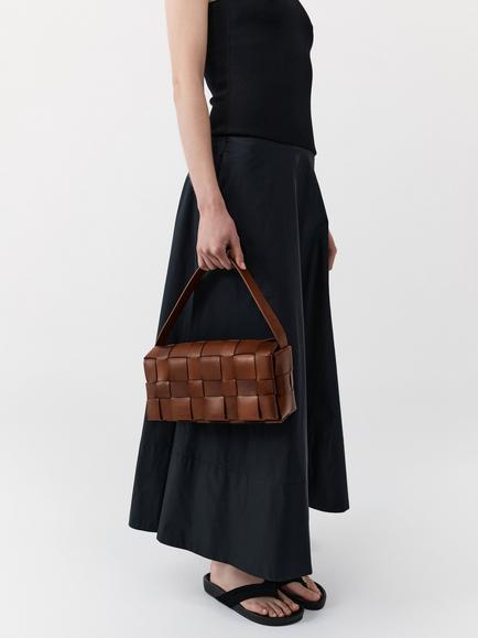 St. Agni Woven Envelope Slim Leather Tote Bag, Chestnut - view 2, Chestnut