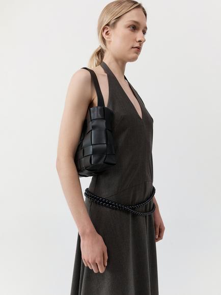 St. Agni Woven Mini Leather Tote Bag, Black - view 2, Black