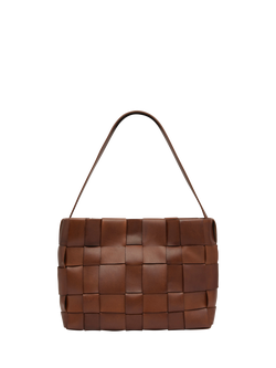 St. Agni Woven Mini Leather Tote Bag, Chestnut, Chestnut