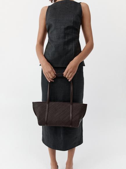 St. Agni Woven Slim Bateau Tote Bag, Coffee - view 2, Coffee