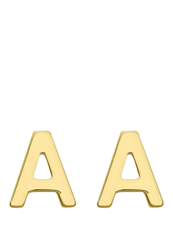 IBB Initial Letter Stud Earrings, Gold, Gold A