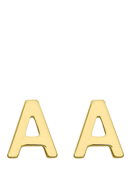 IBB Initial Letter Stud Earrings, Gold, Gold A