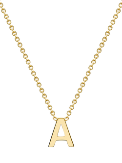 IBB 9ct Yellow Gold Mini Initial Pendant Necklace, Gold, Gold A