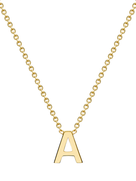 IBB 9ct Yellow Gold Mini Initial Pendant Necklace, Gold, Gold A