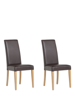 John Lewis OUTLET Slender Faux Leather Dining Chairs, Set of 2, Like New, Chocolate, Chocolate