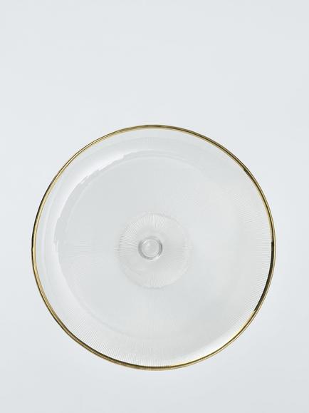 John Lewis Gold Rim Glass Cake Stand, 33cm, Clear - view 2, Gold Rim