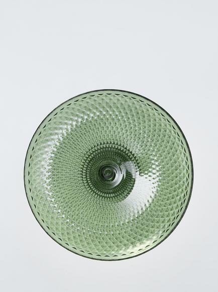 John Lewis Textured Glass Cake Stand, 31cm, Green - view 2, Green