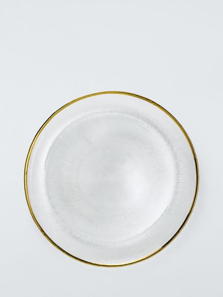 John Lewis Gold Rim Glass Charger Plate, 33cm, Gold