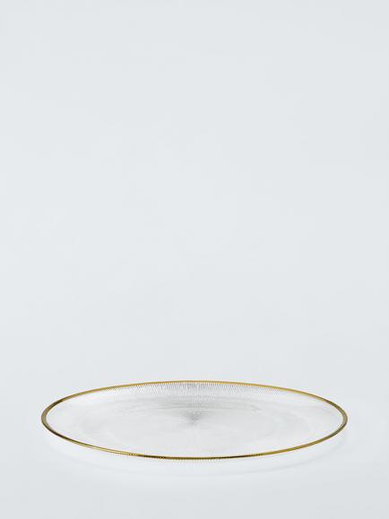 John Lewis Gold Rim Glass Charger Plate, 33cm - view 2, Gold