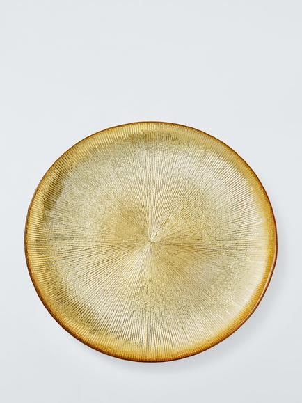 John Lewis Glass Serving Plate, 27cm, Gold, Gold