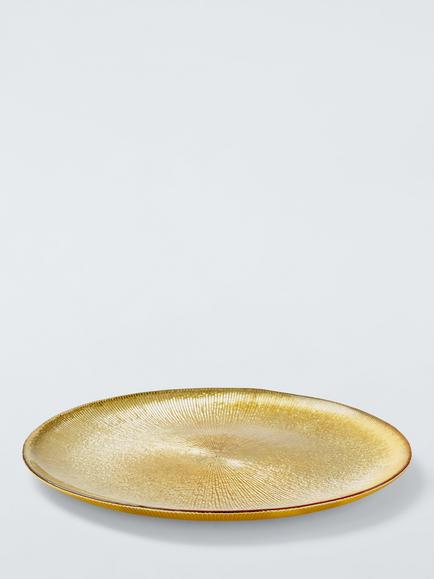 John Lewis Glass Serving Plate, 27cm, Gold - view 2, Gold