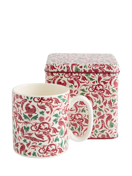 Spode Christmas Tree Yuletide Earthenware Mug & Tin Set, Red, Red