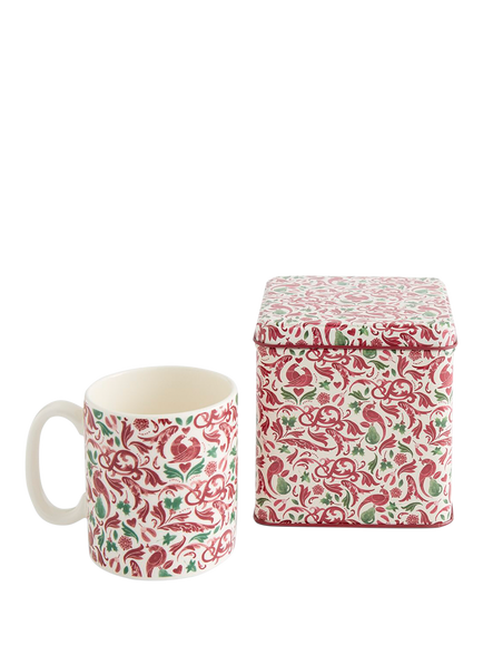 Spode Christmas Tree Yuletide Earthenware Mug & Tin Set, Red - view 2, Red